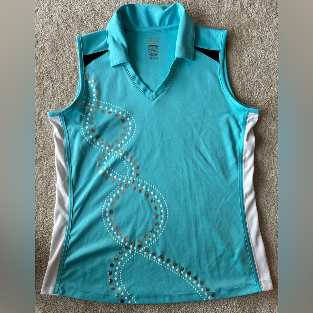IZOD Women's Aqua and White Tank Top